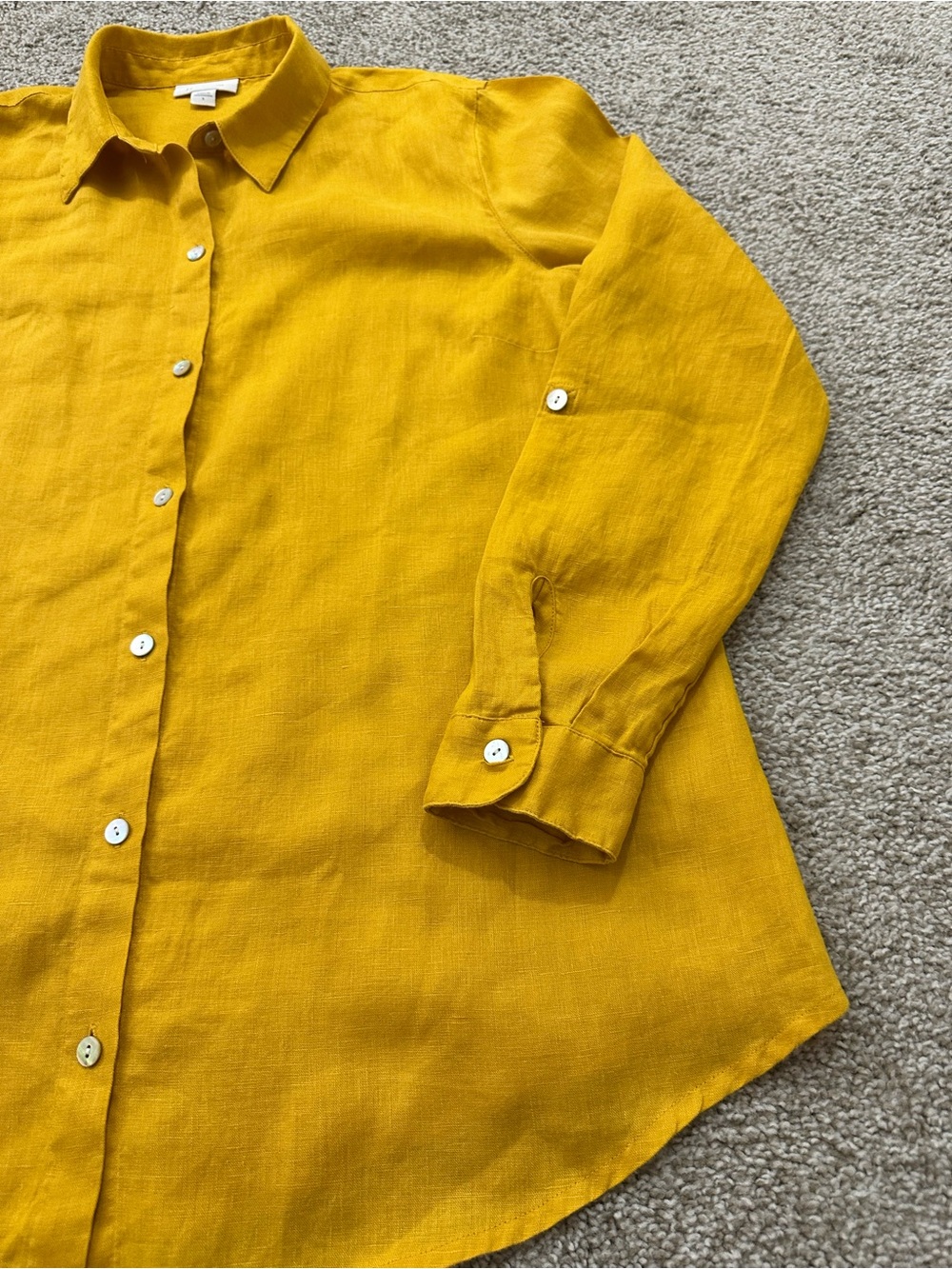 J.Jill Love Linen 100% Linen Button-Front Tunic – Size M – Mustard Yellow 🌼 - Picture 5 of 10